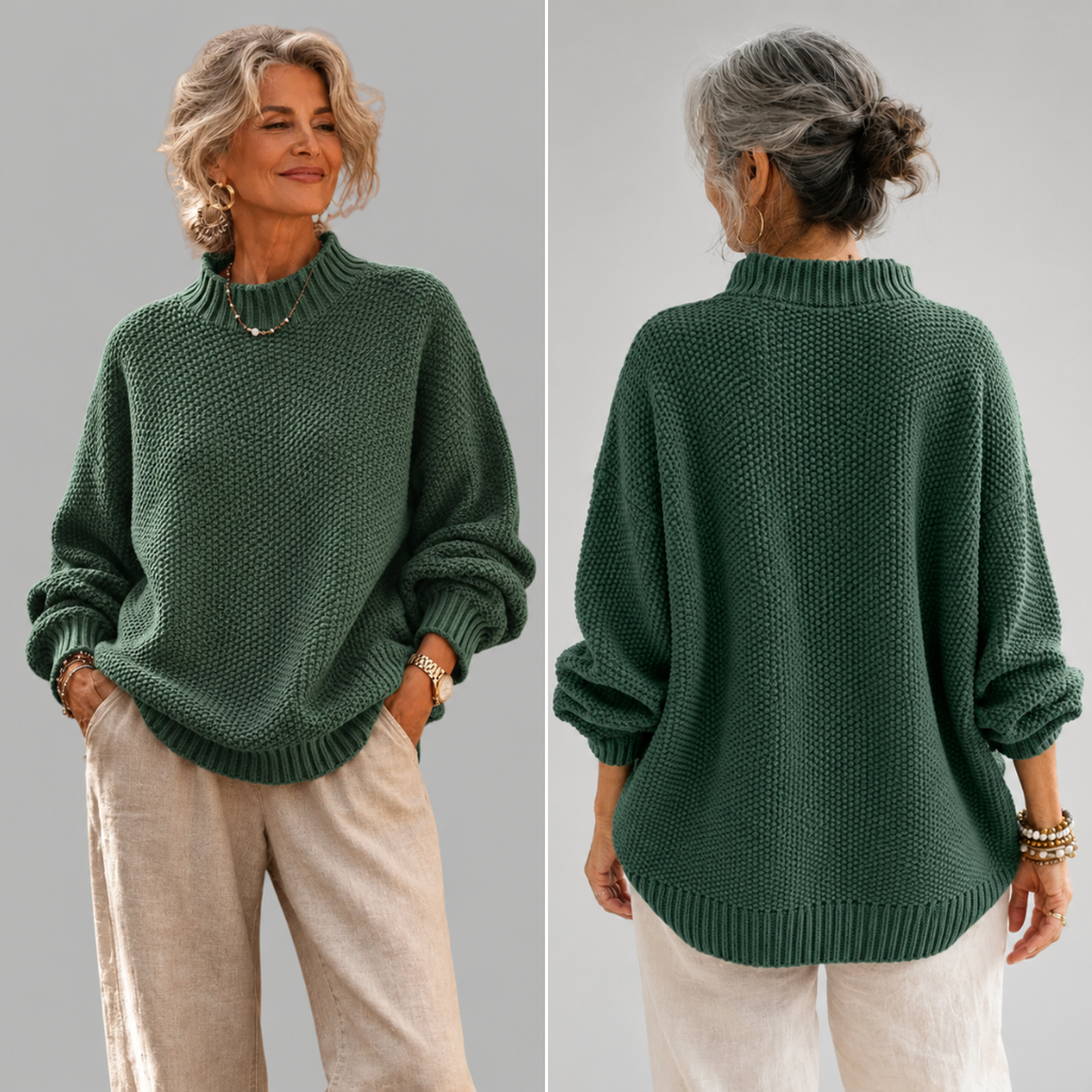 Clara | Relaxed Mock-Neck Knit Sweater