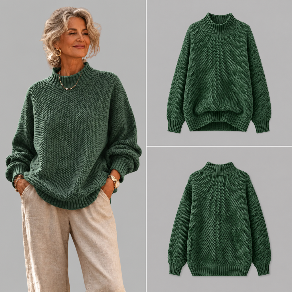 Clara | Relaxed Mock-Neck Knit Sweater