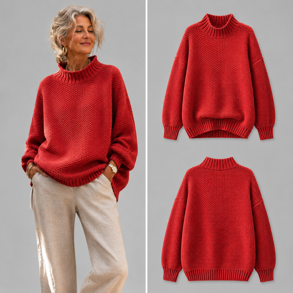 Clara | Relaxed Mock-Neck Knit Sweater