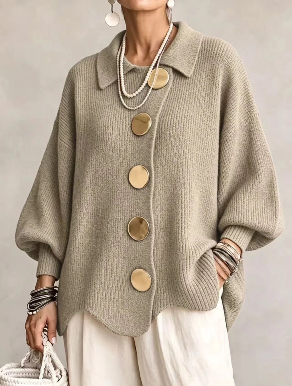 Eleanor | Gold-Button Cardigan