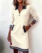 Dorellias | Casual Long Sleeve Dress with Zip Closure