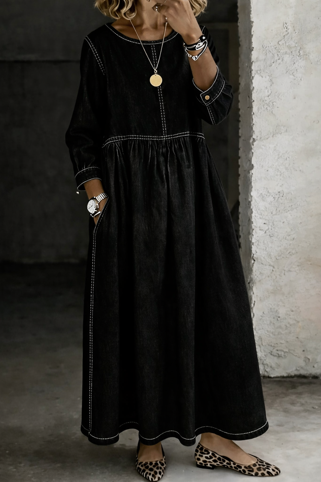 Zephyrelles | Vintage Denim Maxi Dress