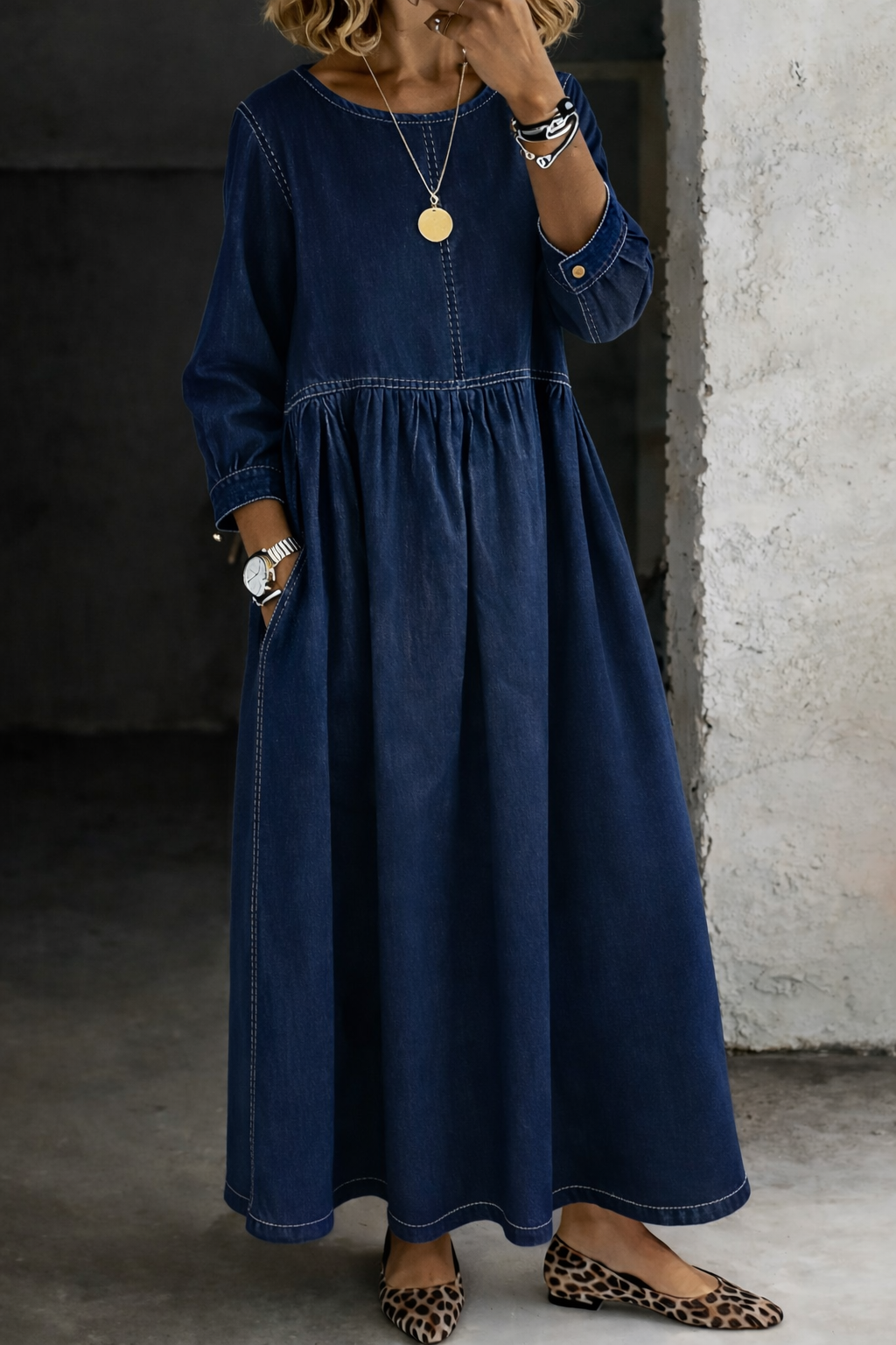 Zephyrelles | Vintage Denim Maxi Dress