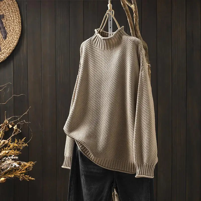 Clara | Relaxed Mock-Neck Knit Sweater