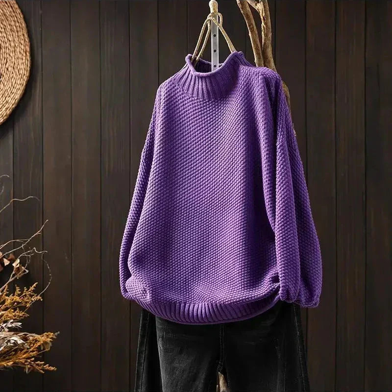 Clara | Relaxed Mock-Neck Knit Sweater