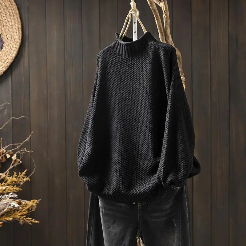 Clara | Relaxed Mock-Neck Knit Sweater
