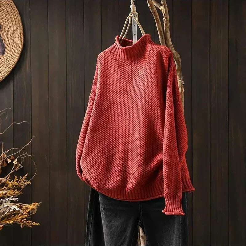 Clara | Relaxed Mock-Neck Knit Sweater