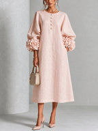 Iselle | Rosette-Cuff Midi Dress