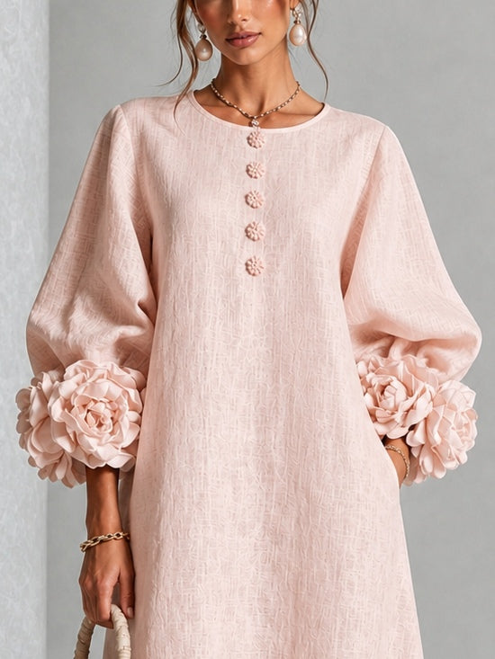 Iselle | Rosette-Cuff Midi Dress