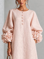 Iselle | Rosette-Cuff Midi Dress