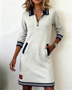 Dorellias | Casual Long Sleeve Dress with Zip Closure