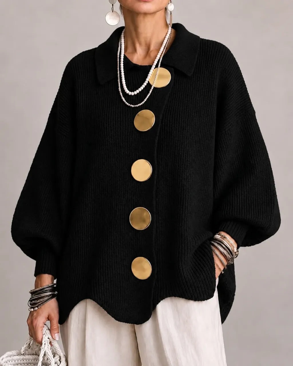 Eleanor | Gold-Button Cardigan
