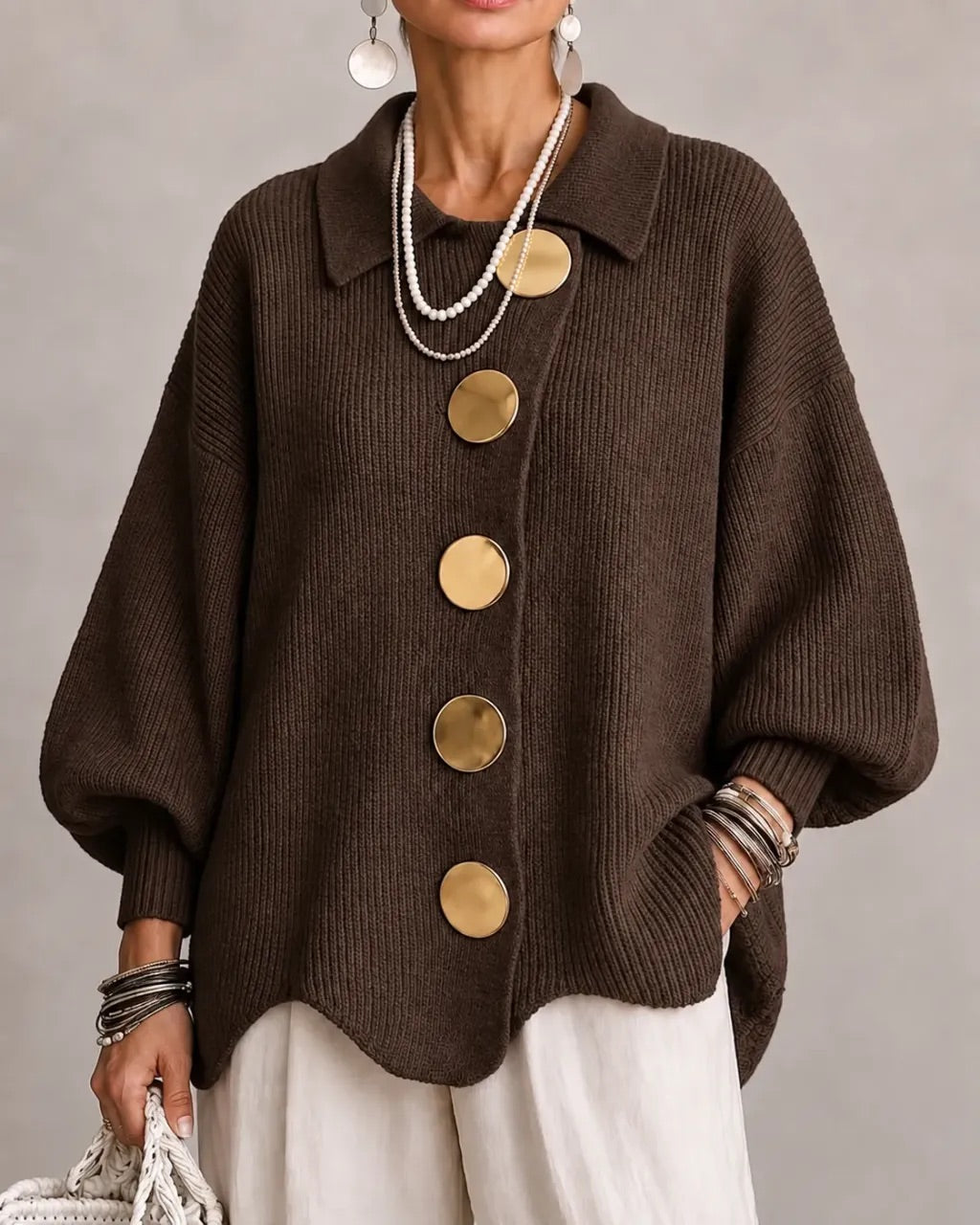 Eleanor | Gold-Button Cardigan