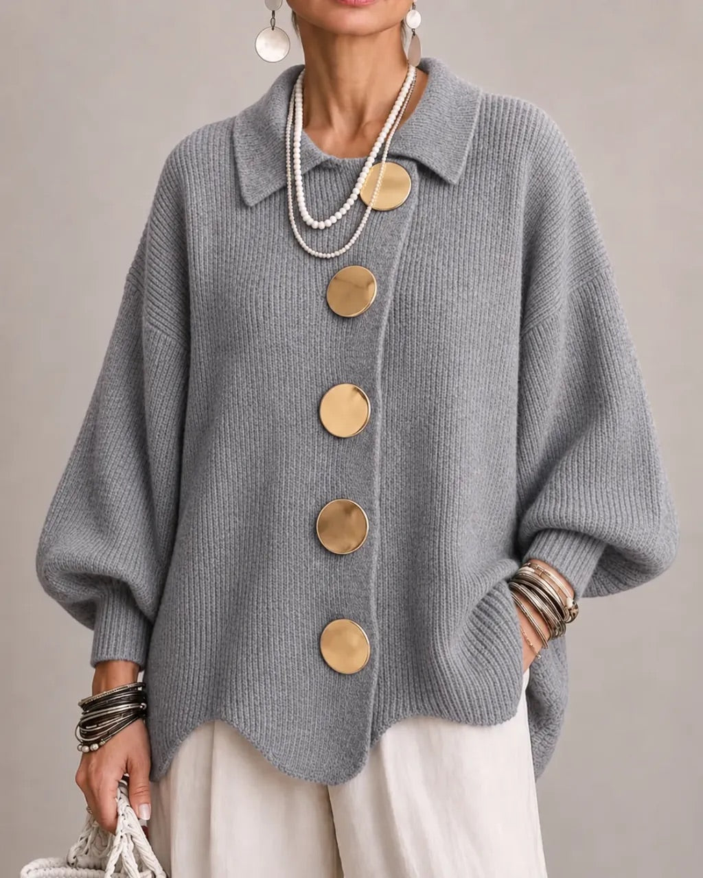 Eleanor | Gold-Button Cardigan
