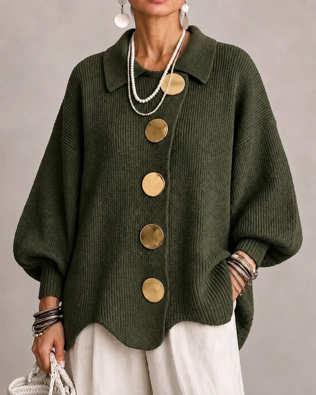 Eleanor | Gold-Button Cardigan