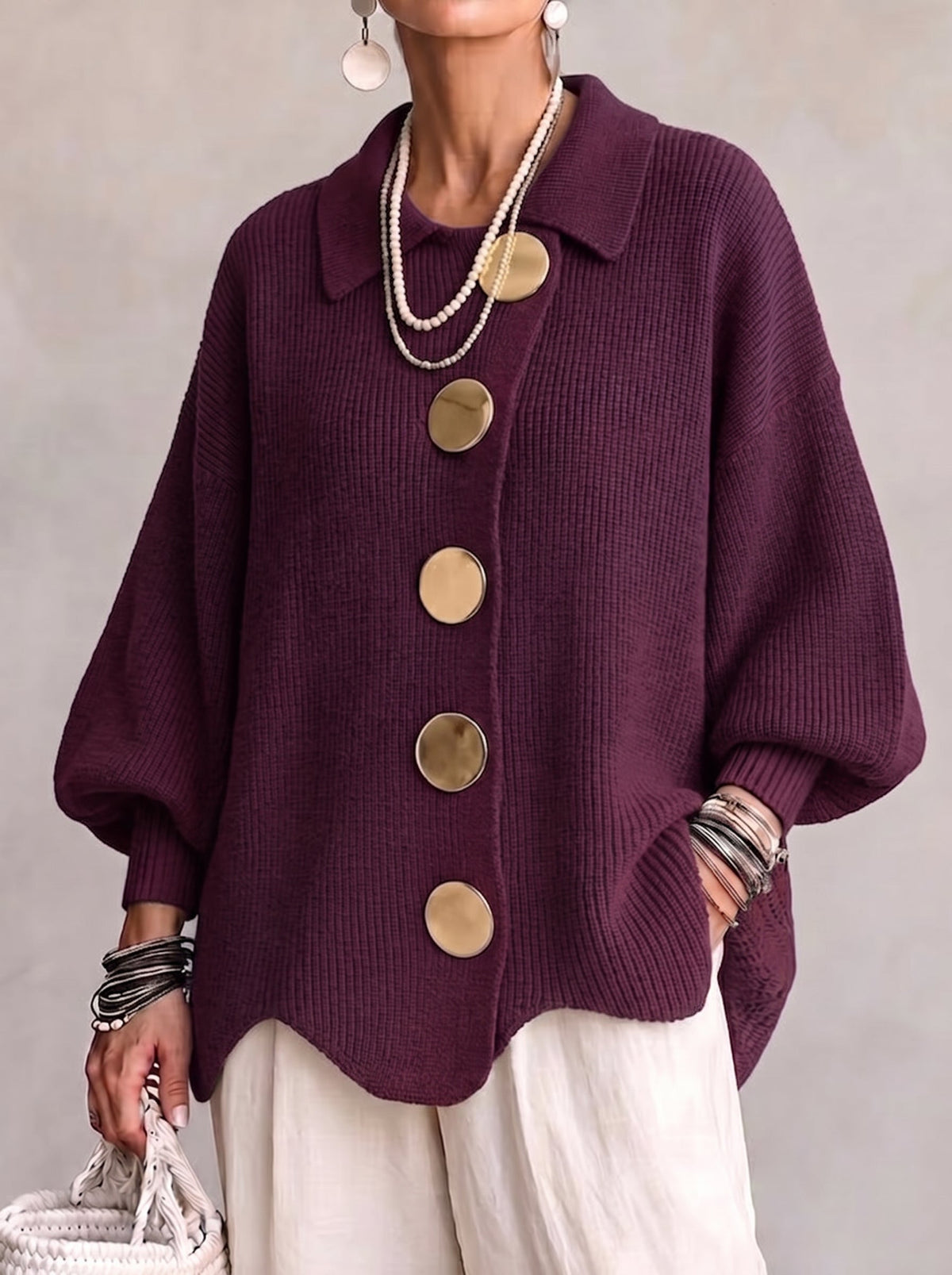 Eleanor | Gold-Button Cardigan